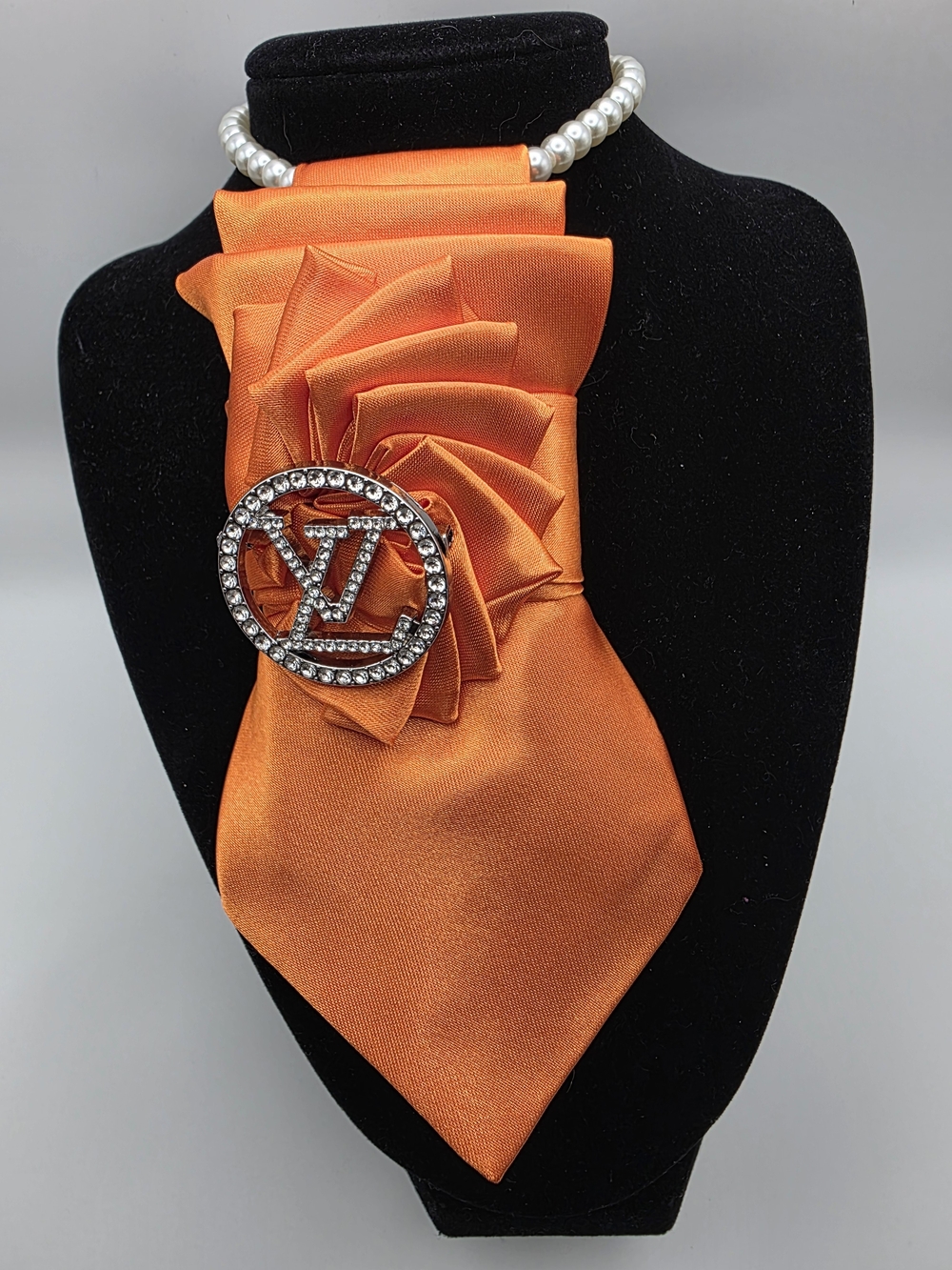 Tie Necklace | Orange Satin